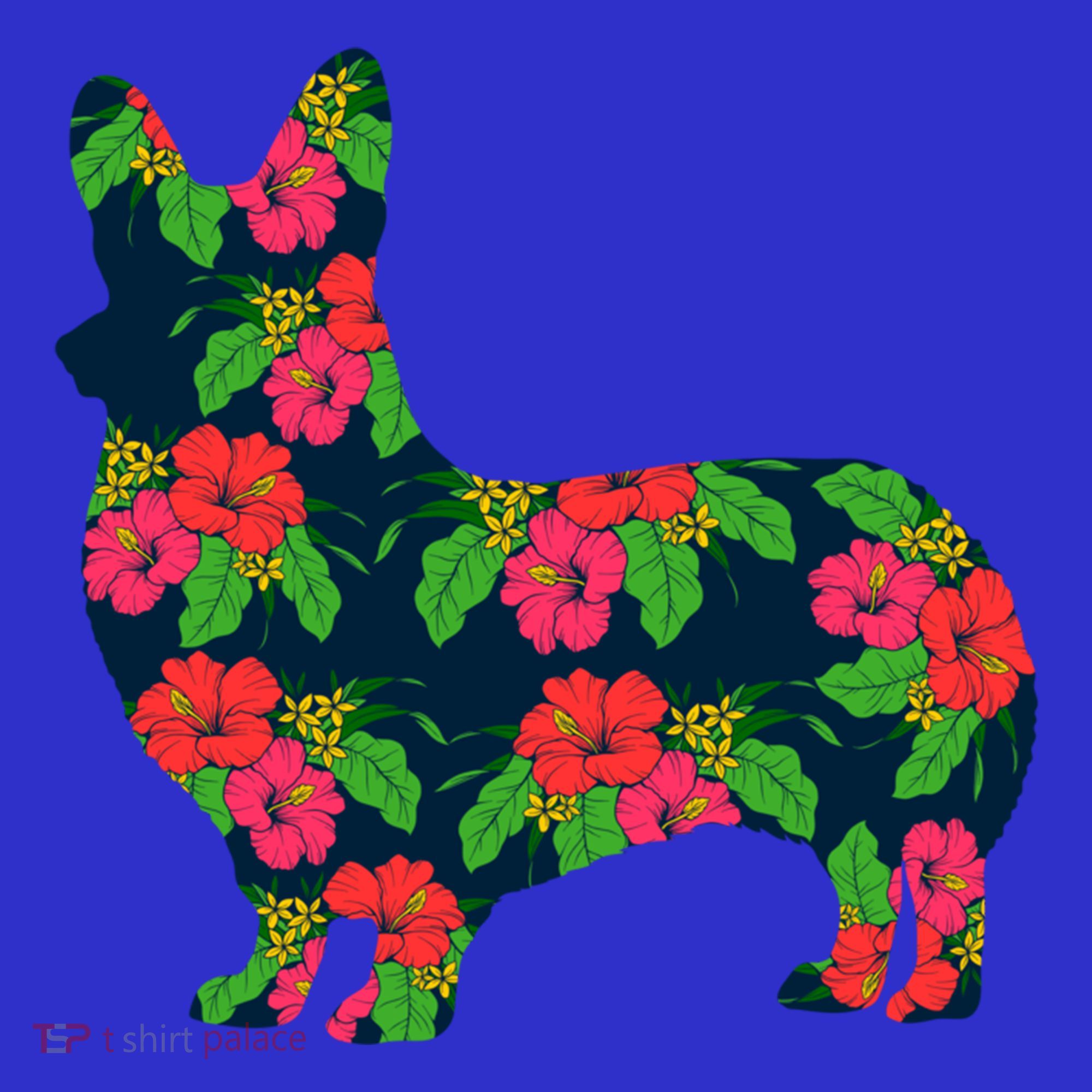 Aesthetic Floral Welsh Corgi Silhouette Dog Flower Gift Mousepad