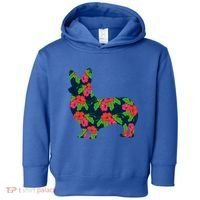 Aesthetic Floral Welsh Corgi Silhouette Dog Flower Gift Toddler Hoodie thumb 0