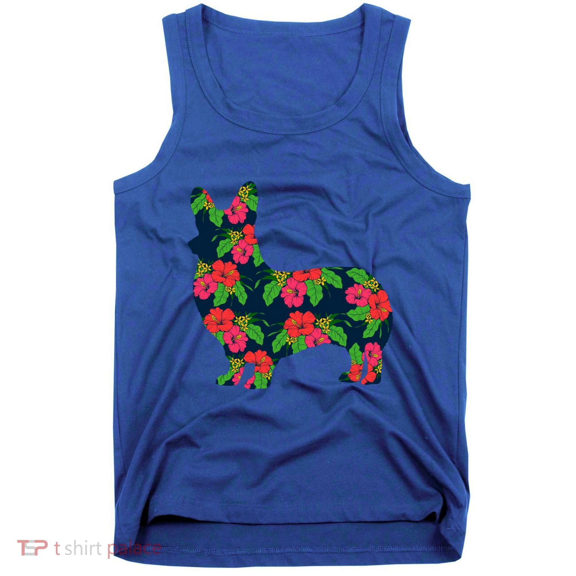 Aesthetic Floral Welsh Corgi Silhouette Dog Flower Gift Tank Top