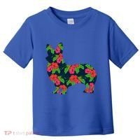 Aesthetic Floral Welsh Corgi Silhouette Dog Flower Gift Toddler T-Shirt thumb 0