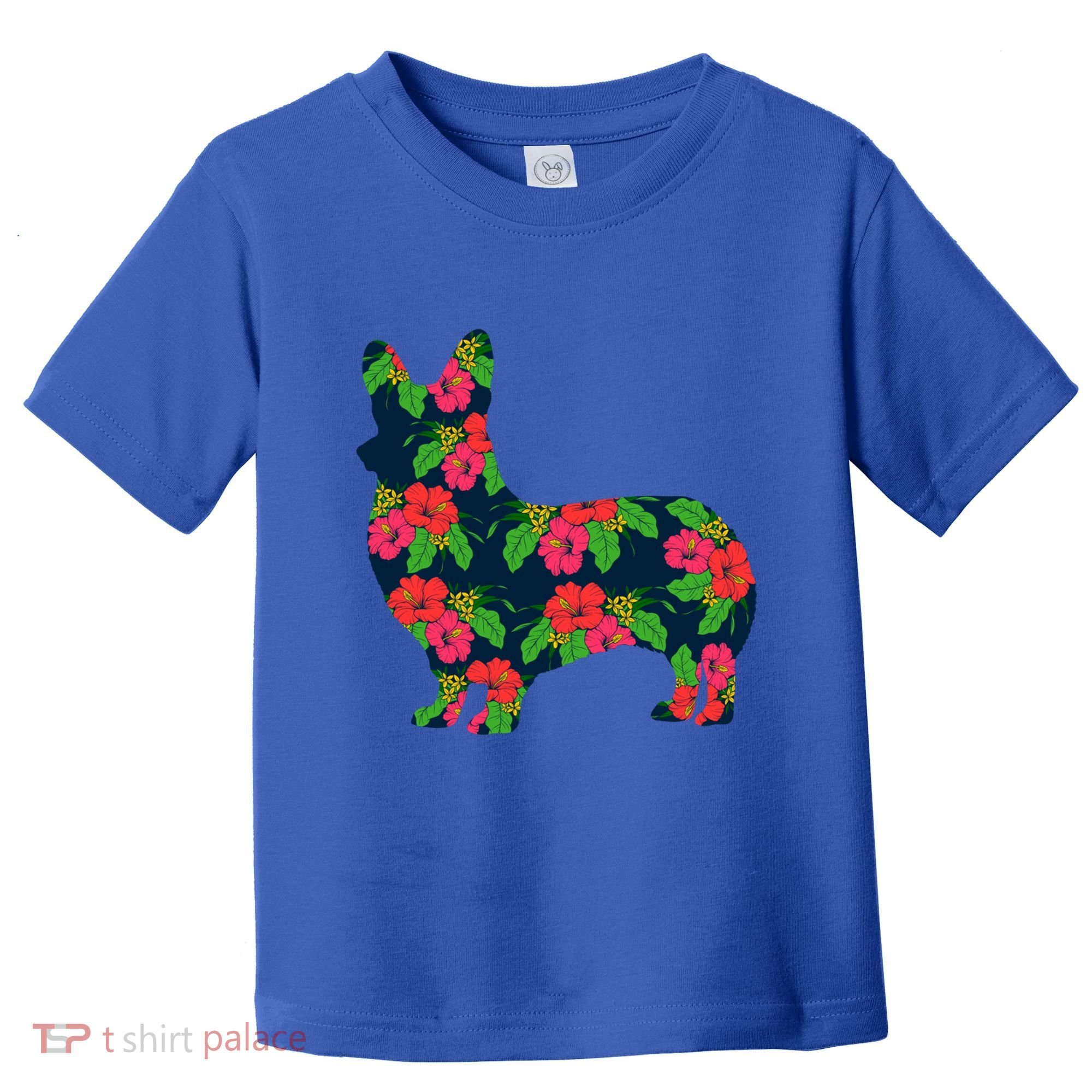 Aesthetic Floral Welsh Corgi Silhouette Dog Flower Gift Toddler T-Shirt
