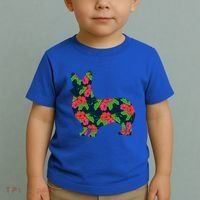 Aesthetic Floral Welsh Corgi Silhouette Dog Flower Gift Toddler T-Shirt thumb 2