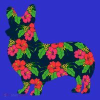 Aesthetic Floral Welsh Corgi Silhouette Dog Flower Gift Women's Long Sleeve Shirt thumb 2