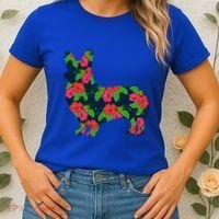 Aesthetic Floral Welsh Corgi Silhouette Dog Flower Gift Women's T-Shirt thumb 2