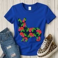 Aesthetic Floral Welsh Corgi Silhouette Dog Flower Gift Women's T-Shirt thumb 3