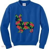 Aesthetic Floral Welsh Corgi Silhouette Dog Flower Gift Kids Sweatshirt thumb 0