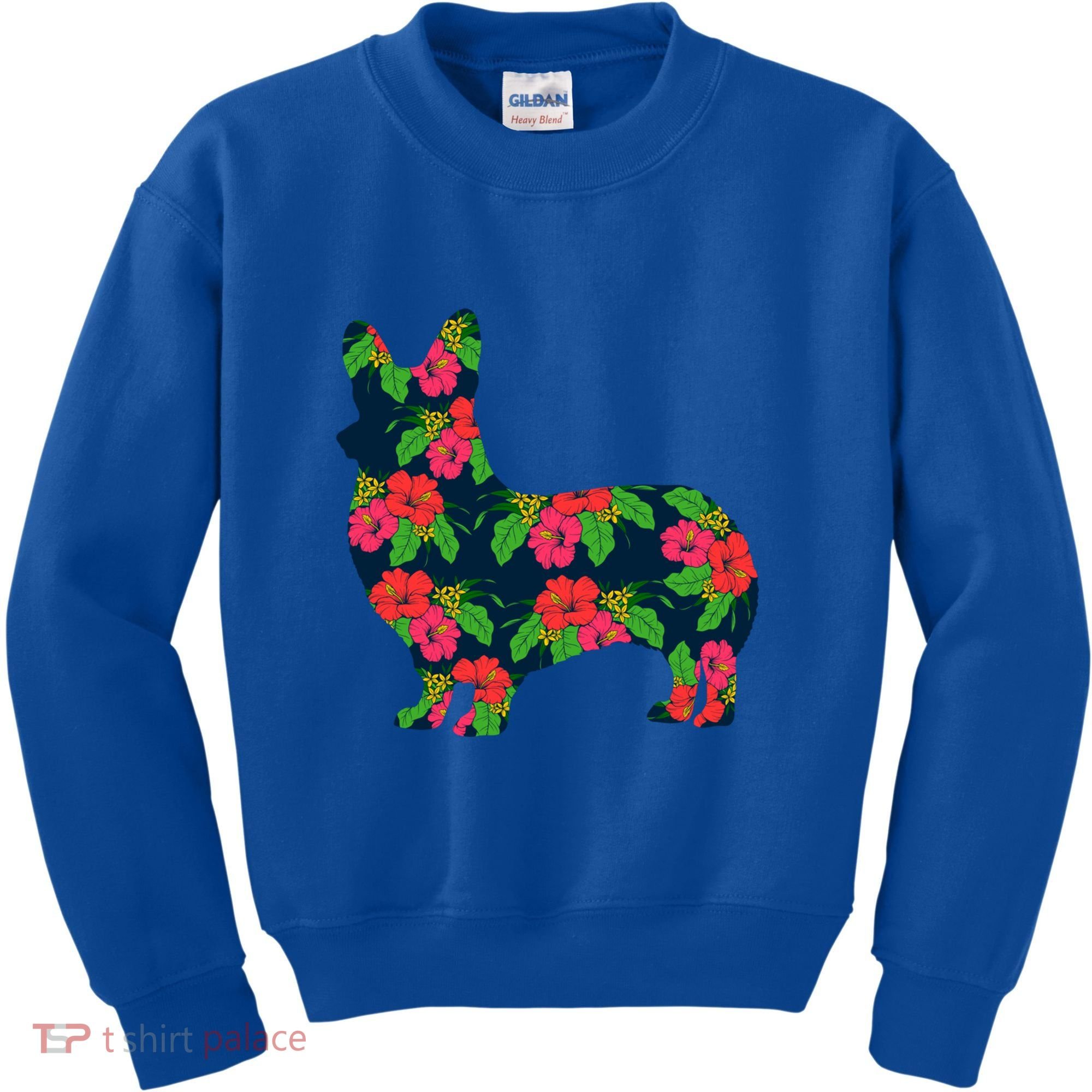 Aesthetic Floral Welsh Corgi Silhouette Dog Flower Gift Kids Sweatshirt