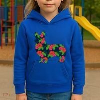Aesthetic Floral Welsh Corgi Silhouette Dog Flower Gift Kids Hoodie thumb 3