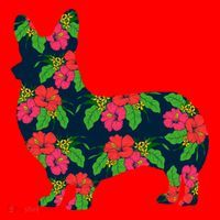Aesthetic Floral Welsh Corgi Silhouette Dog Flower Gift Santa Hat thumb 1