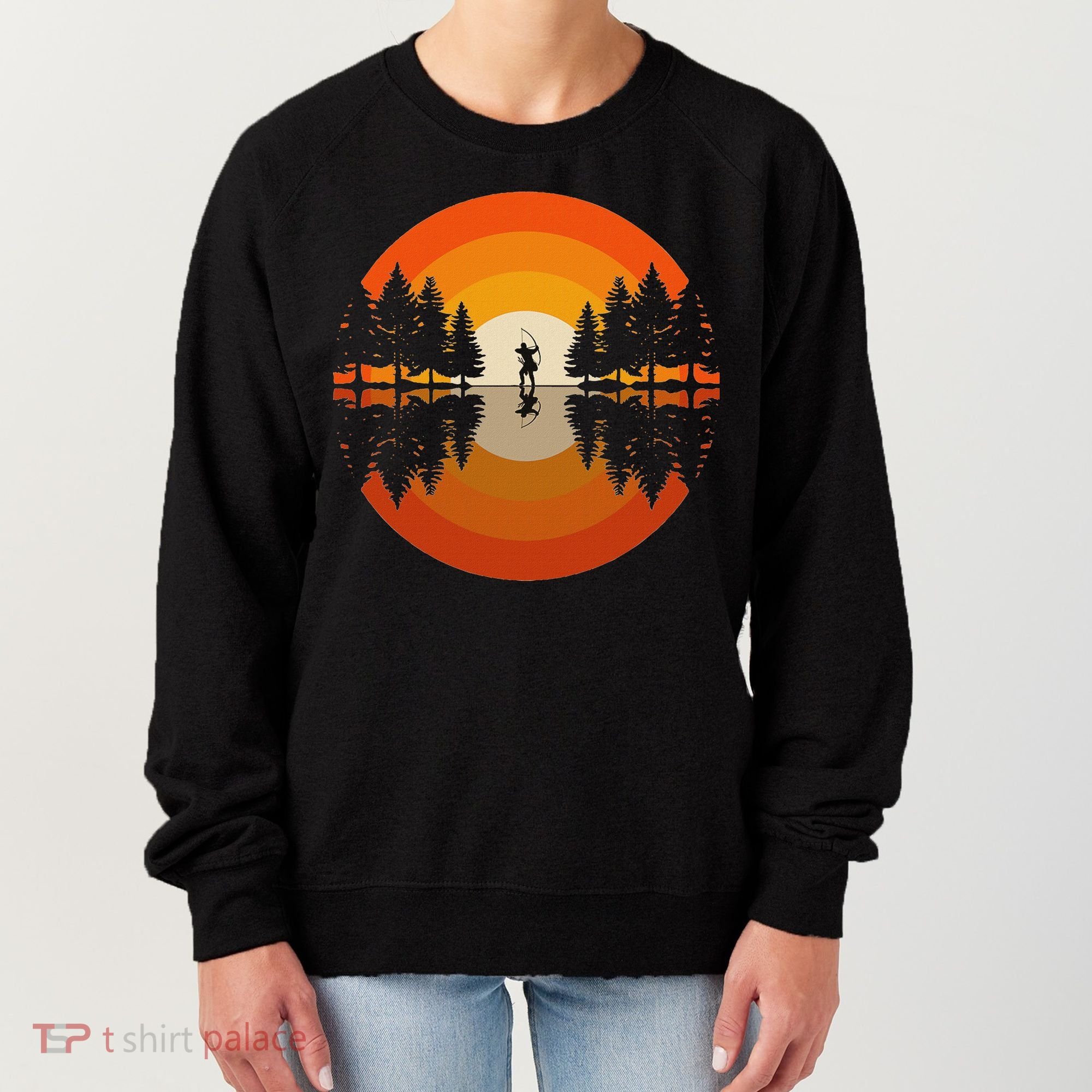 Archery Forest Woods Silhouette Bowman Bow Arrow Archer Women's Sweatshirt