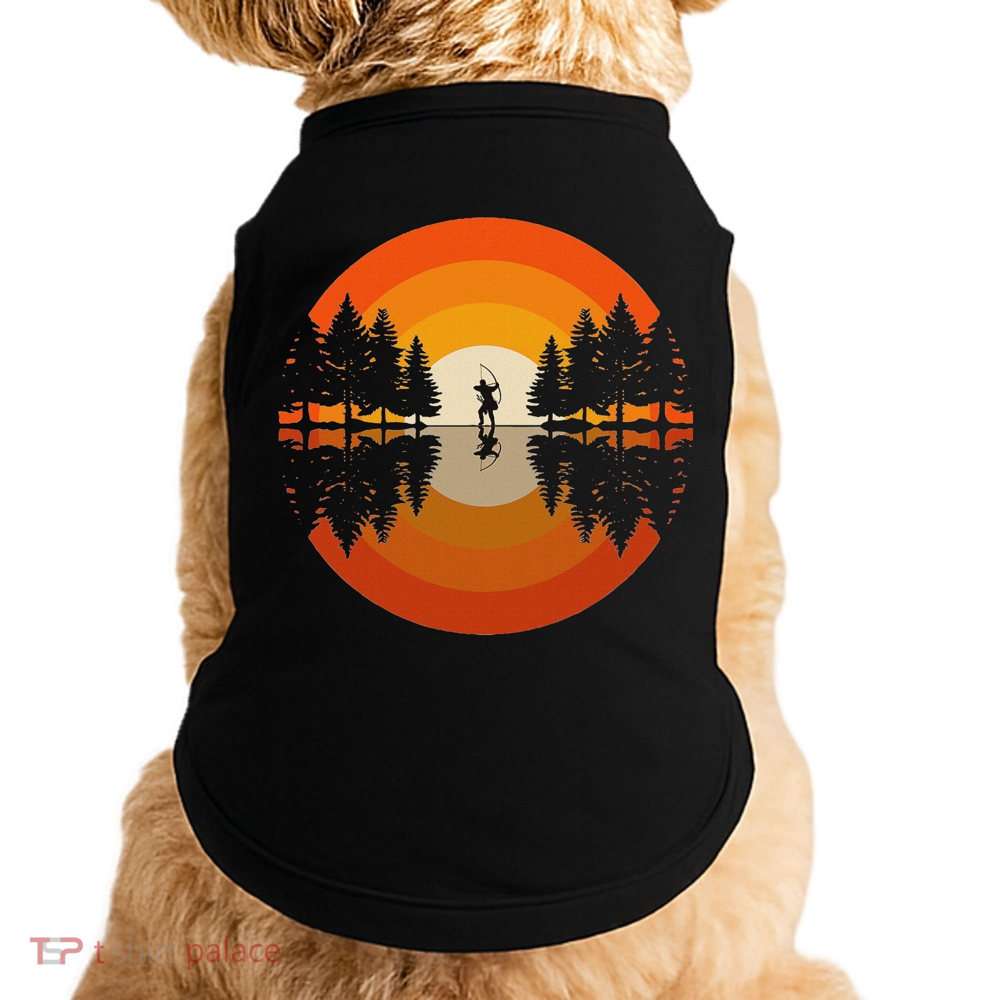 Archery Forest Woods Silhouette Bowman Bow Arrow Archer Doggie Tank