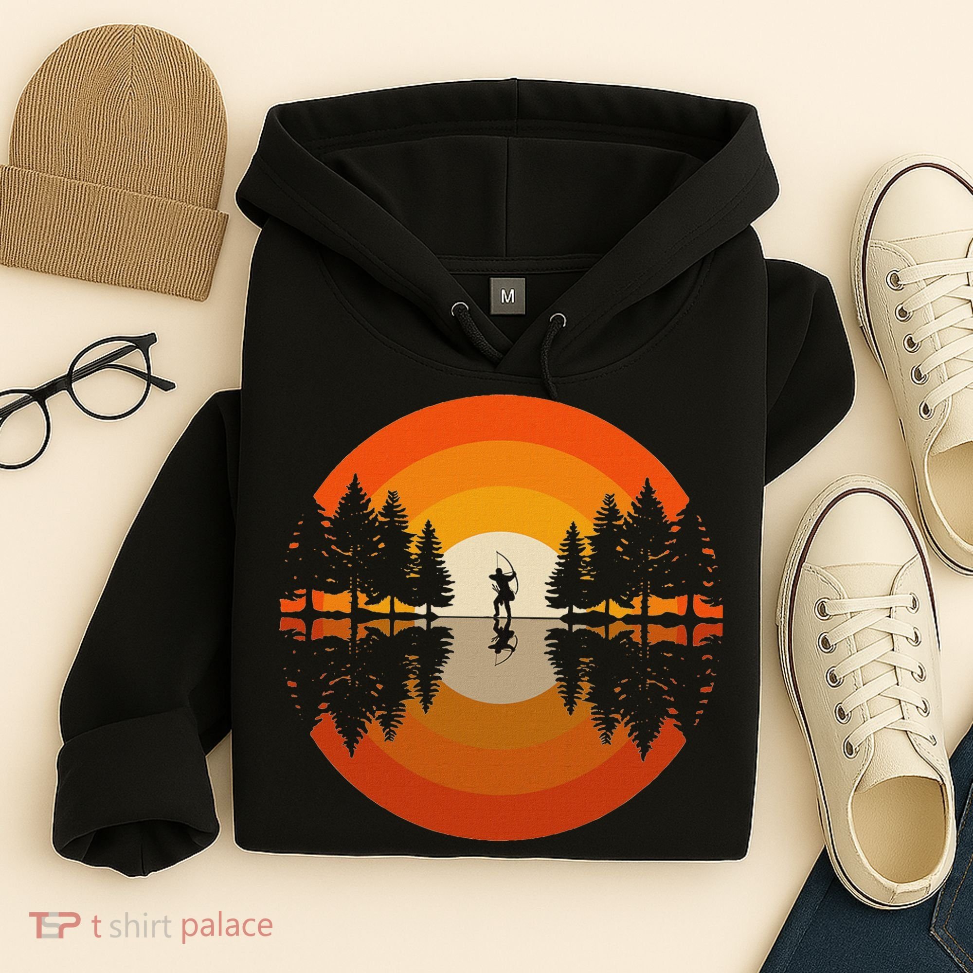 Archery Forest Woods Silhouette Bowman Bow Arrow Archer Hoodie