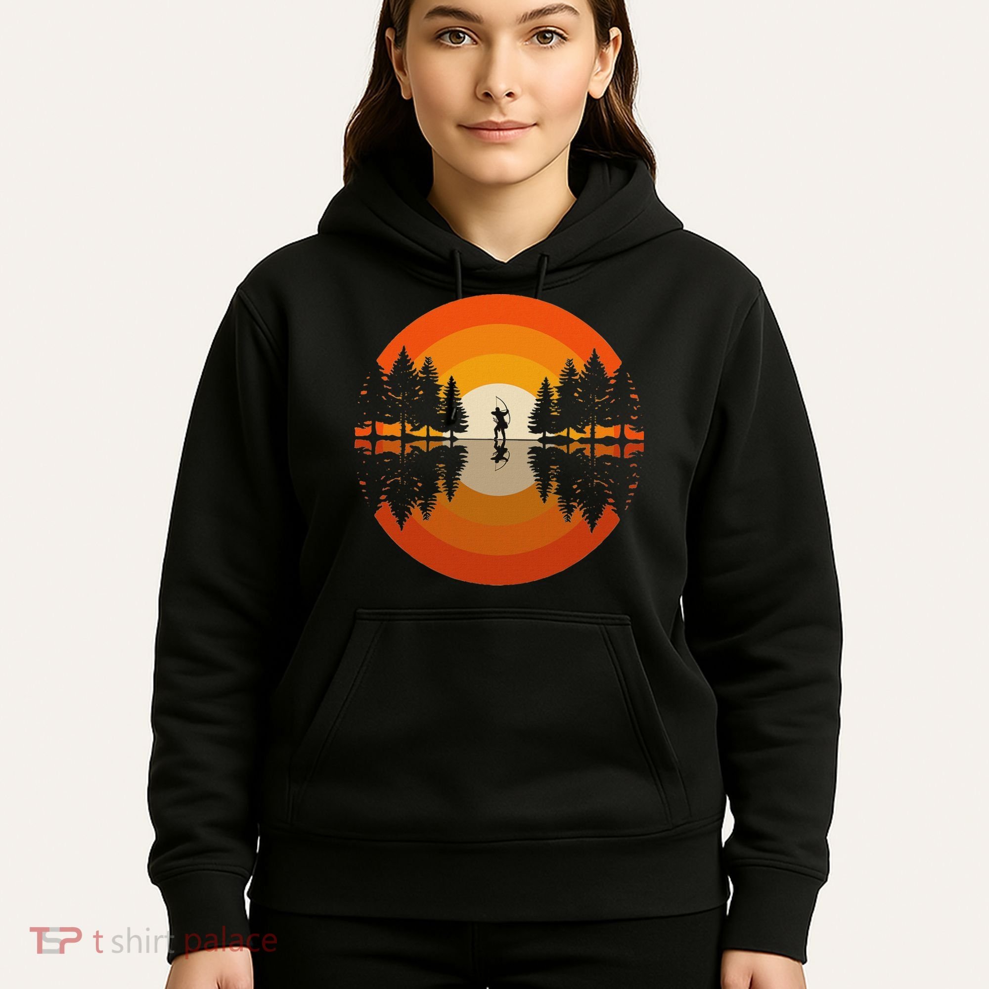 Archery Forest Woods Silhouette Bowman Bow Arrow Archer Hoodie
