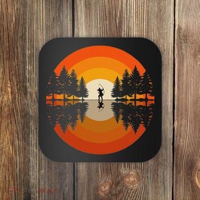 Archery Forest Woods Silhouette Bowman Bow Arrow Archer Coaster