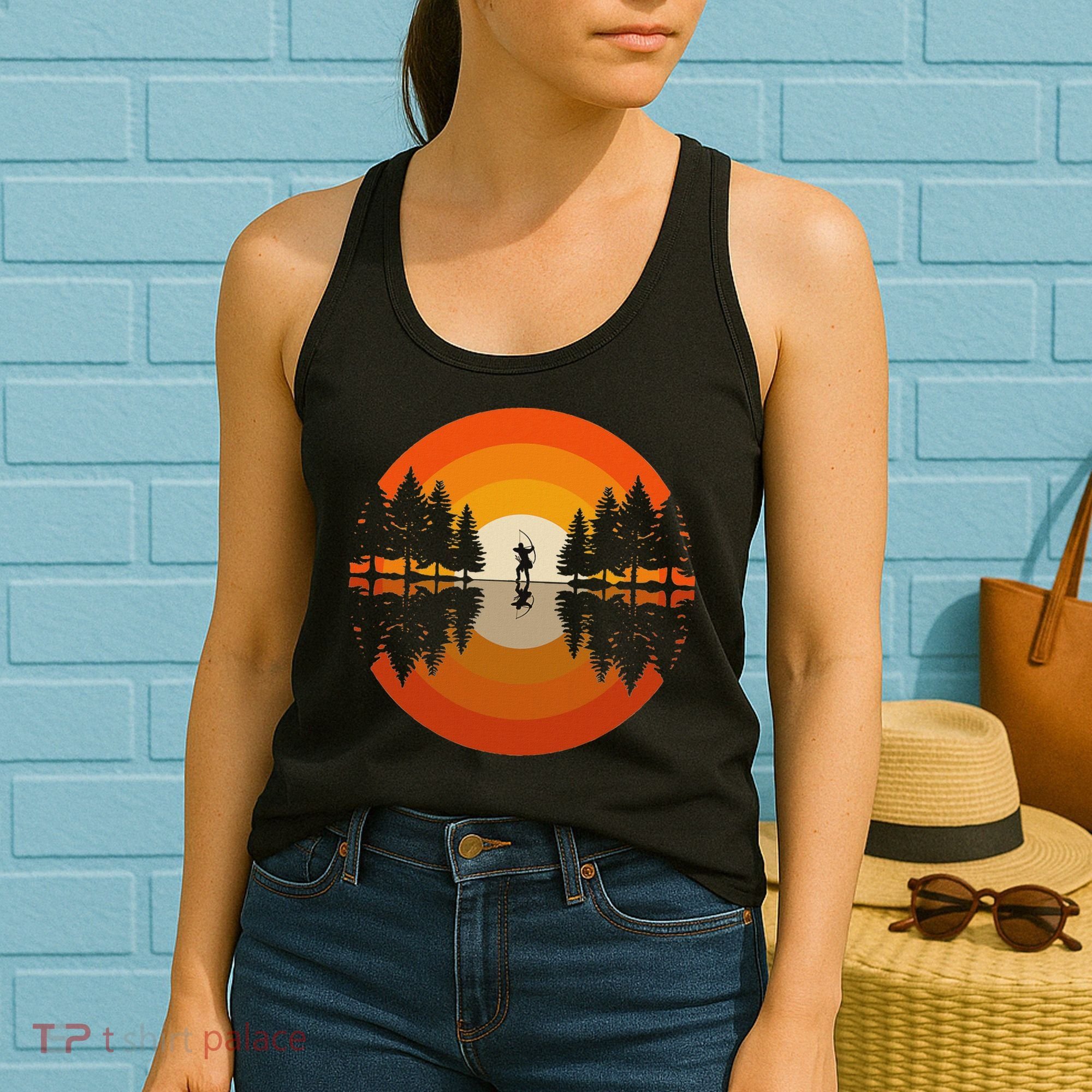 Archery Forest Woods Silhouette Bowman Bow Arrow Archer Women's Tank Top