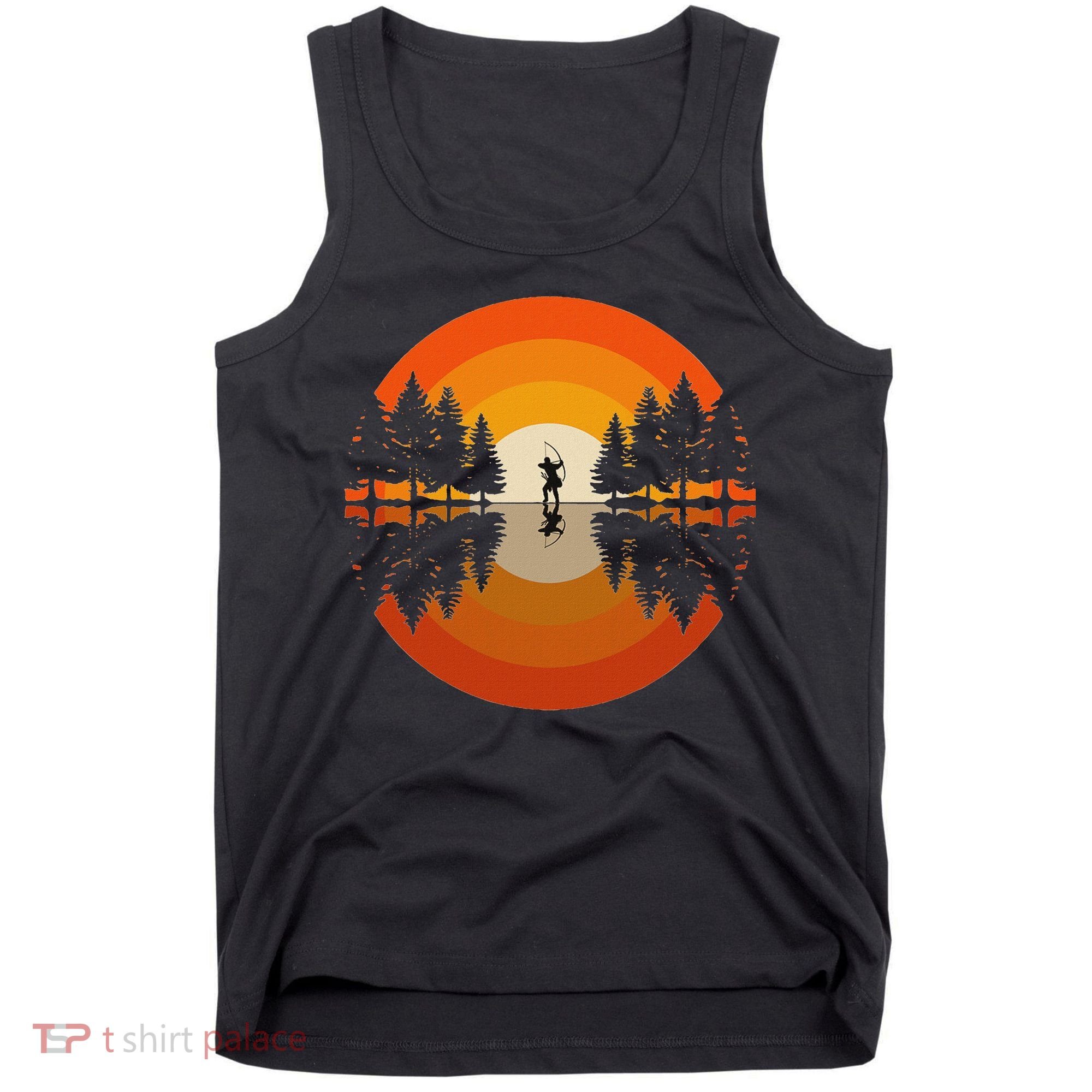 Archery Forest Woods Silhouette Bowman Bow Arrow Archer Tank Top