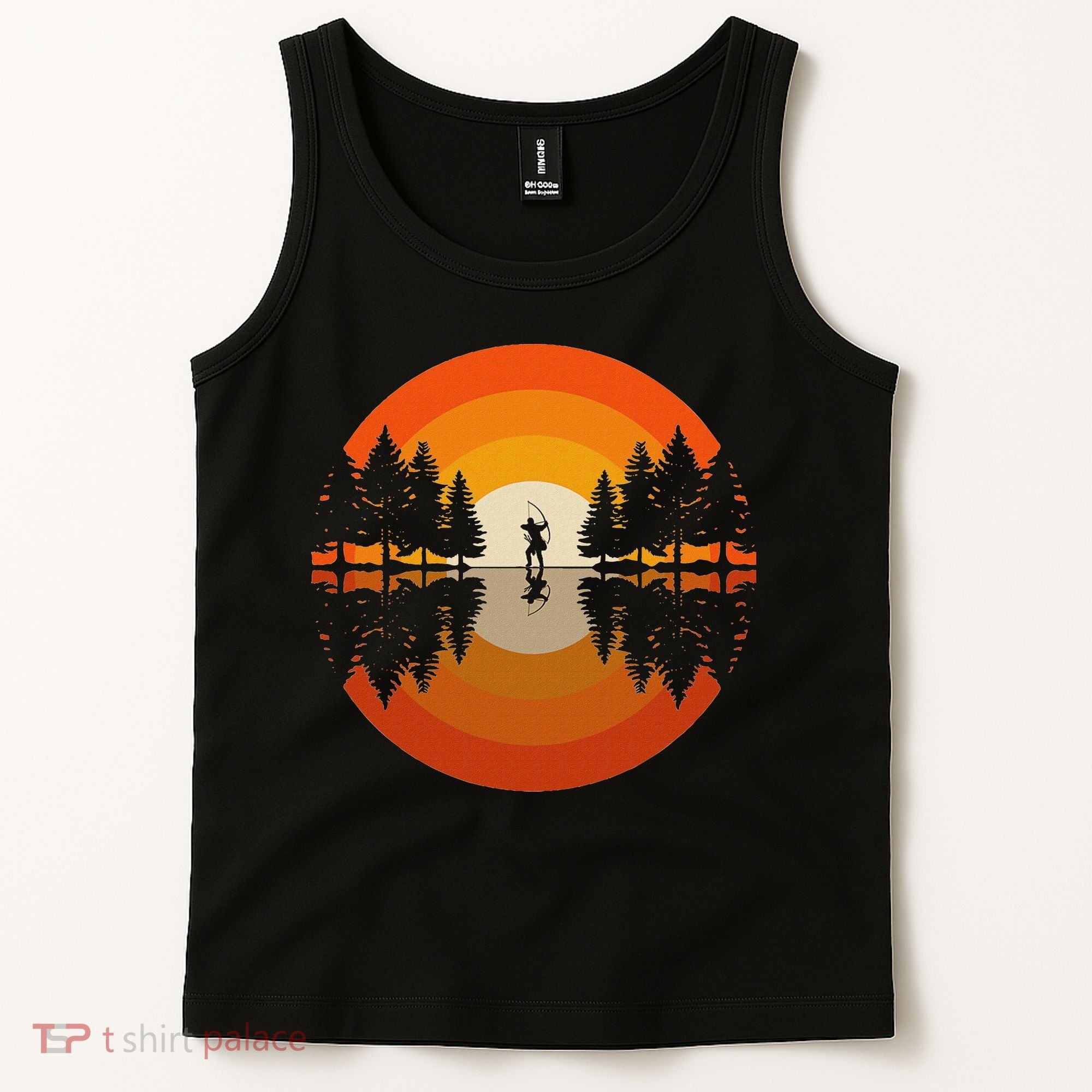 Archery Forest Woods Silhouette Bowman Bow Arrow Archer Tank Top