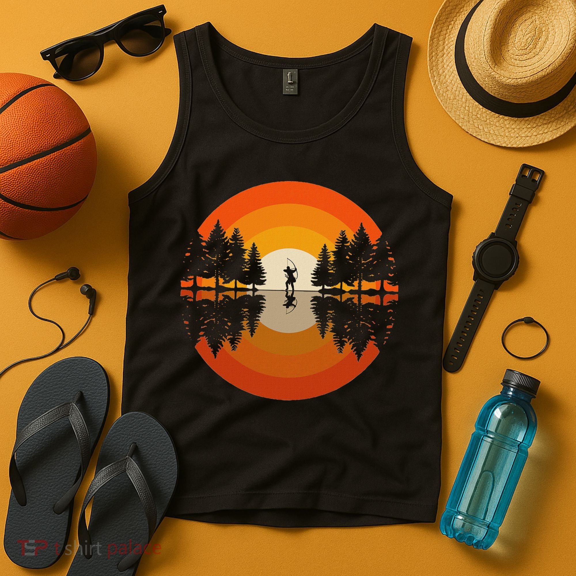Archery Forest Woods Silhouette Bowman Bow Arrow Archer Tank Top