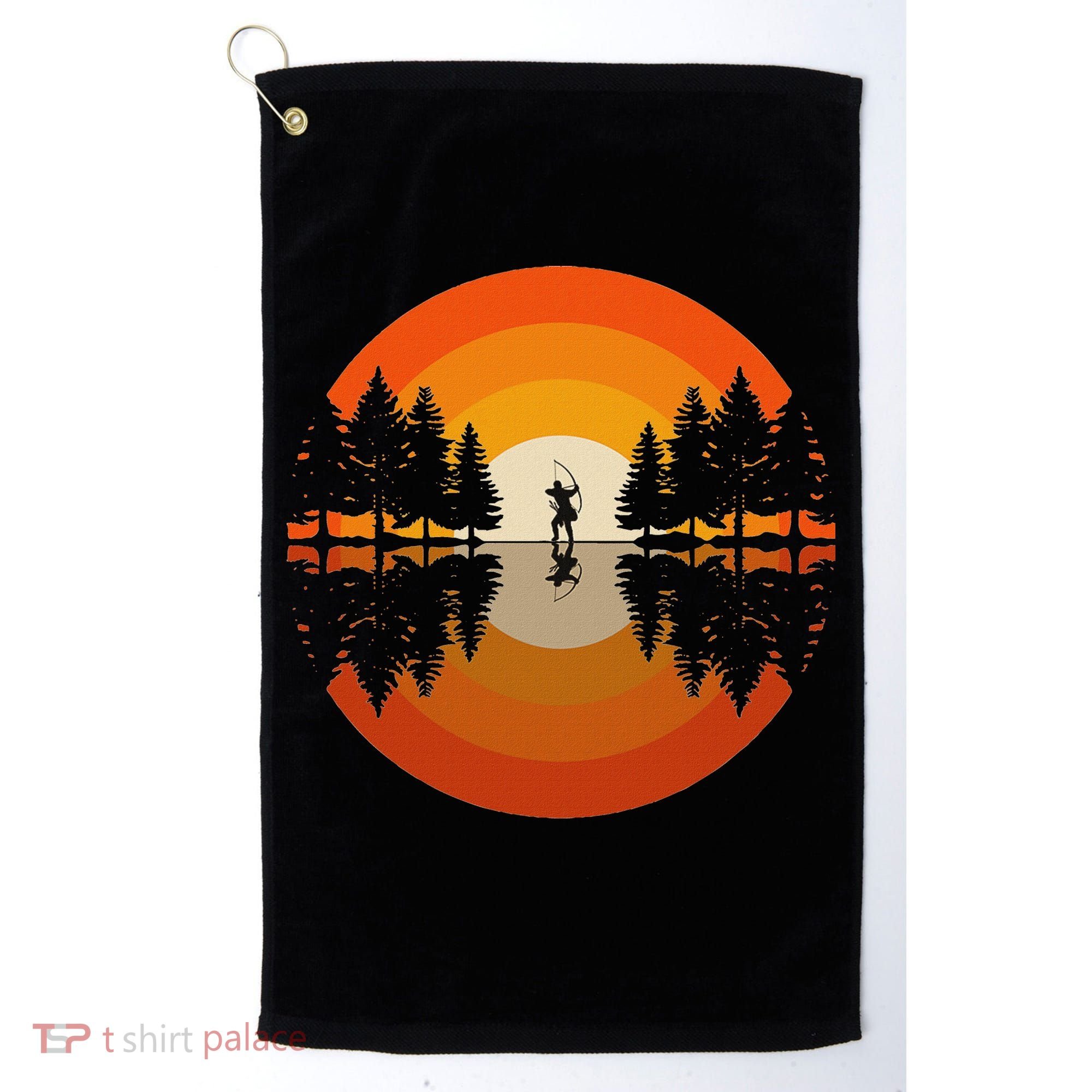 Archery Forest Woods Silhouette Bowman Bow Arrow Archer Golf Towel
