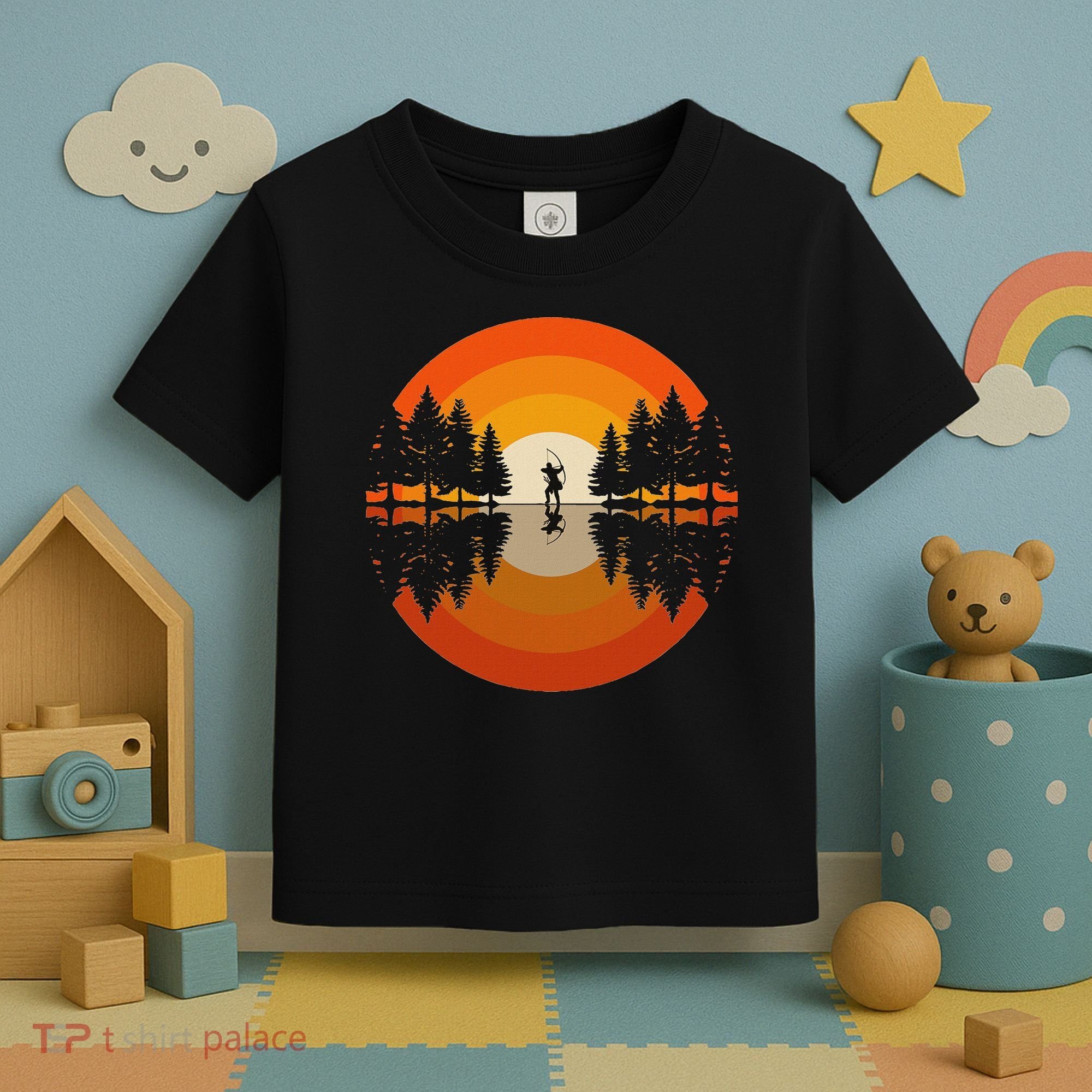 Archery Forest Woods Silhouette Bowman Bow Arrow Archer Toddler T-Shirt