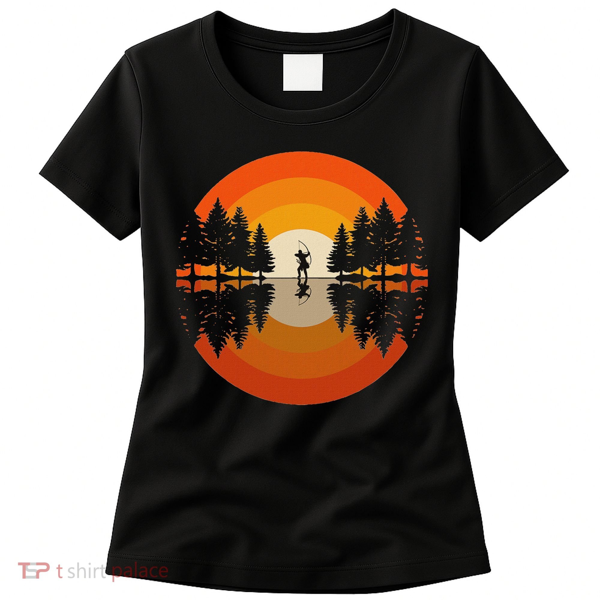 Archery Forest Woods Silhouette Bowman Bow Arrow Archer Women's T-Shirt