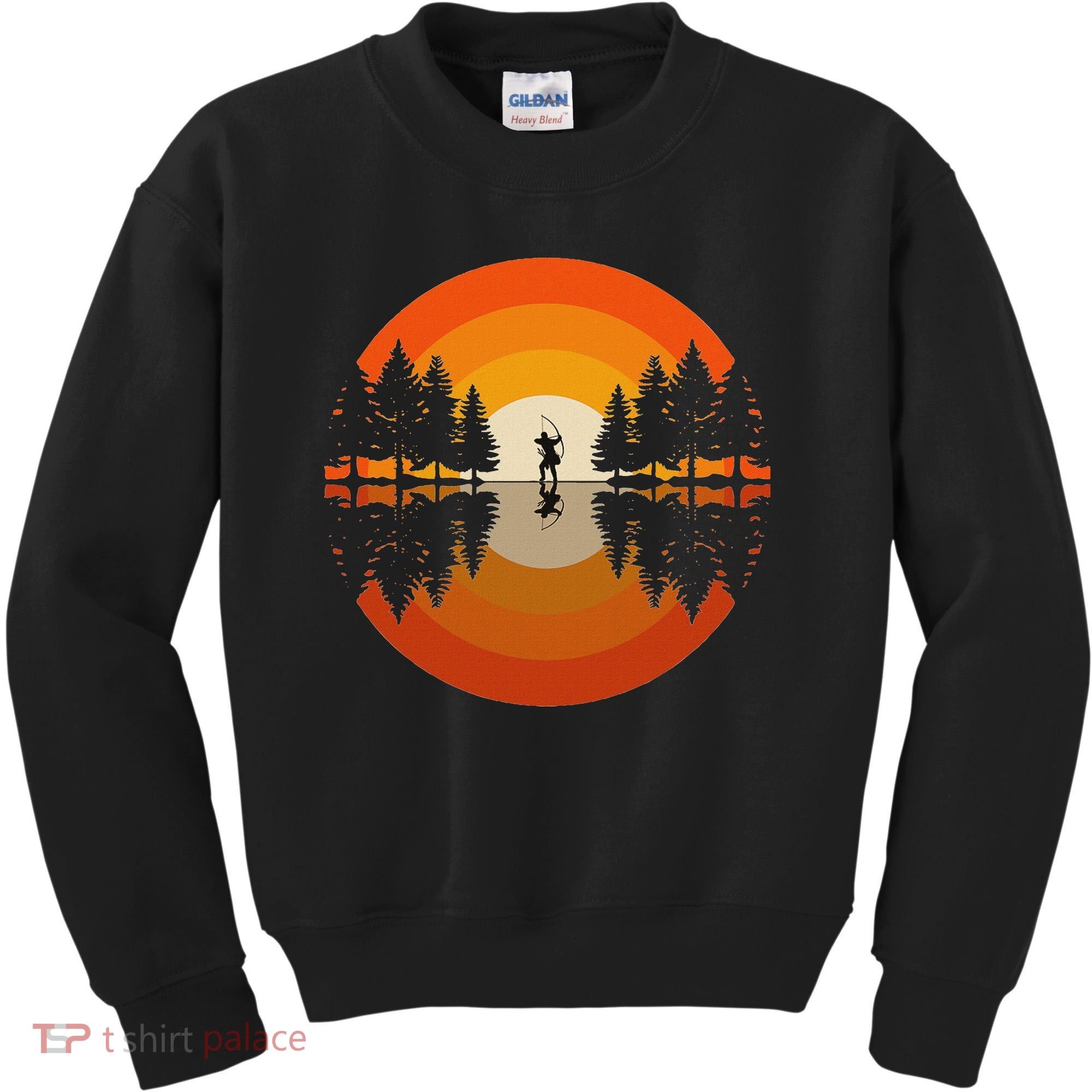 Archery Forest Woods Silhouette Bowman Bow Arrow Archer Kids Sweatshirt