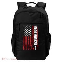 American Flag Woodworker Carpenter Funny Woodworking Backpack thumb 0