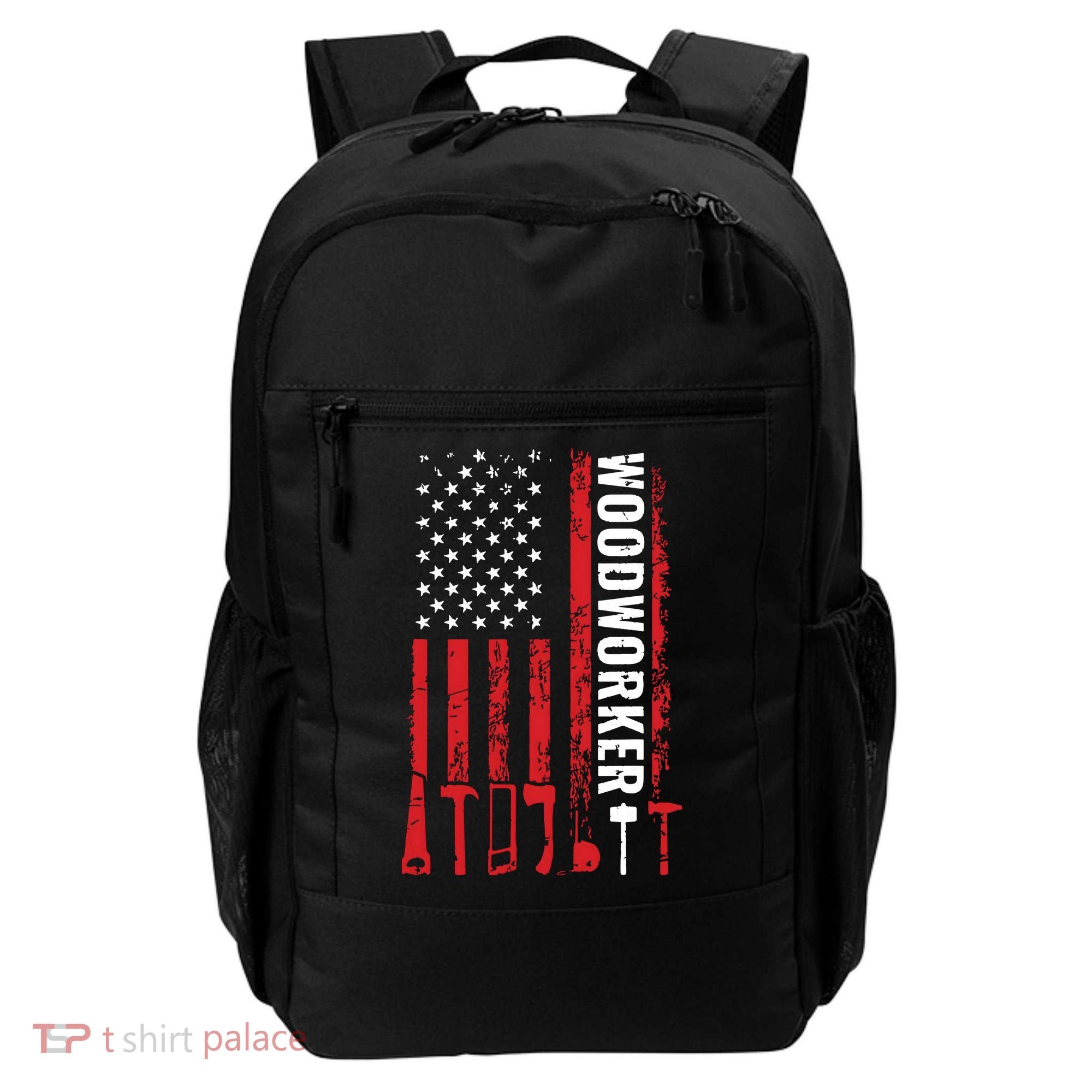 American Flag Woodworker Carpenter Funny Woodworking Backpack