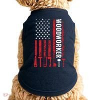 American Flag Woodworker Carpenter Funny Woodworking Doggie Tank thumb 0