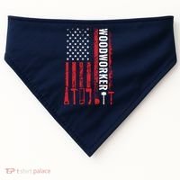 American Flag Woodworker Carpenter Funny Woodworking USA-Made Doggie Bandana thumb 0