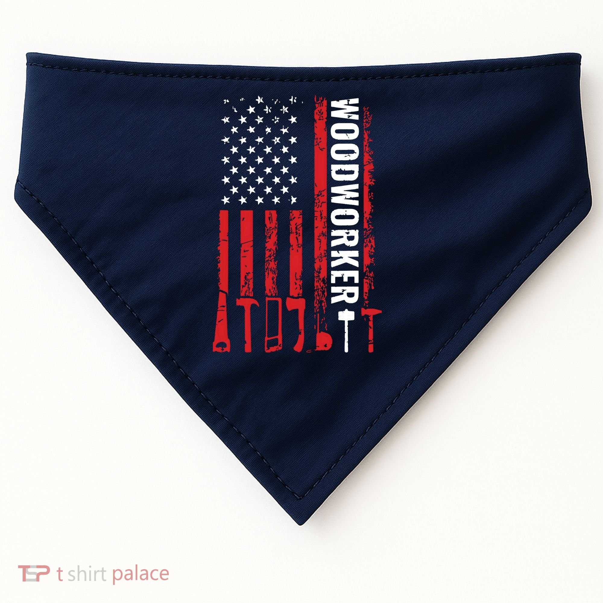 American Flag Woodworker Carpenter Funny Woodworking USA-Made Doggie Bandana