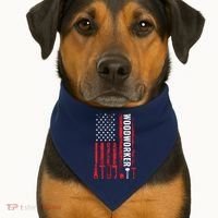 American Flag Woodworker Carpenter Funny Woodworking USA-Made Doggie Bandana thumb 1