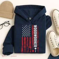 American Flag Woodworker Carpenter Funny Woodworking Hoodie thumb 4