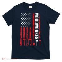 American Flag Woodworker Carpenter Funny Woodworking T-Shirt thumb 0
