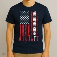 American Flag Woodworker Carpenter Funny Woodworking T-Shirt thumb 3