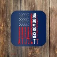 American Flag Woodworker Carpenter Funny Woodworking Coaster thumb 0