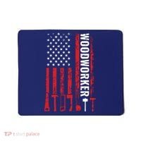 American Flag Woodworker Carpenter Funny Woodworking Mousepad thumb 0