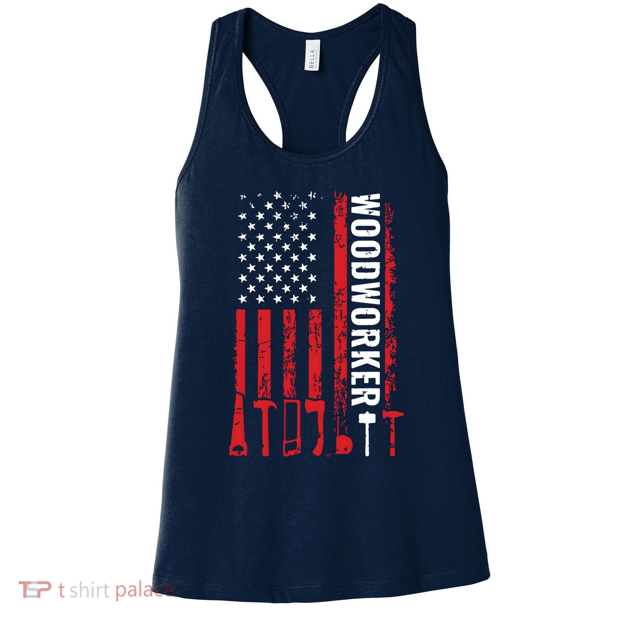 American Flag Woodworker Carpenter Funny Woodworking Women's Tank Top