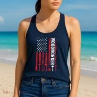 American Flag Woodworker Carpenter Funny Woodworking Women's Tank Top thumb 2