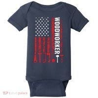 American Flag Woodworker Carpenter Funny Woodworking Baby Bodysuit thumb 0