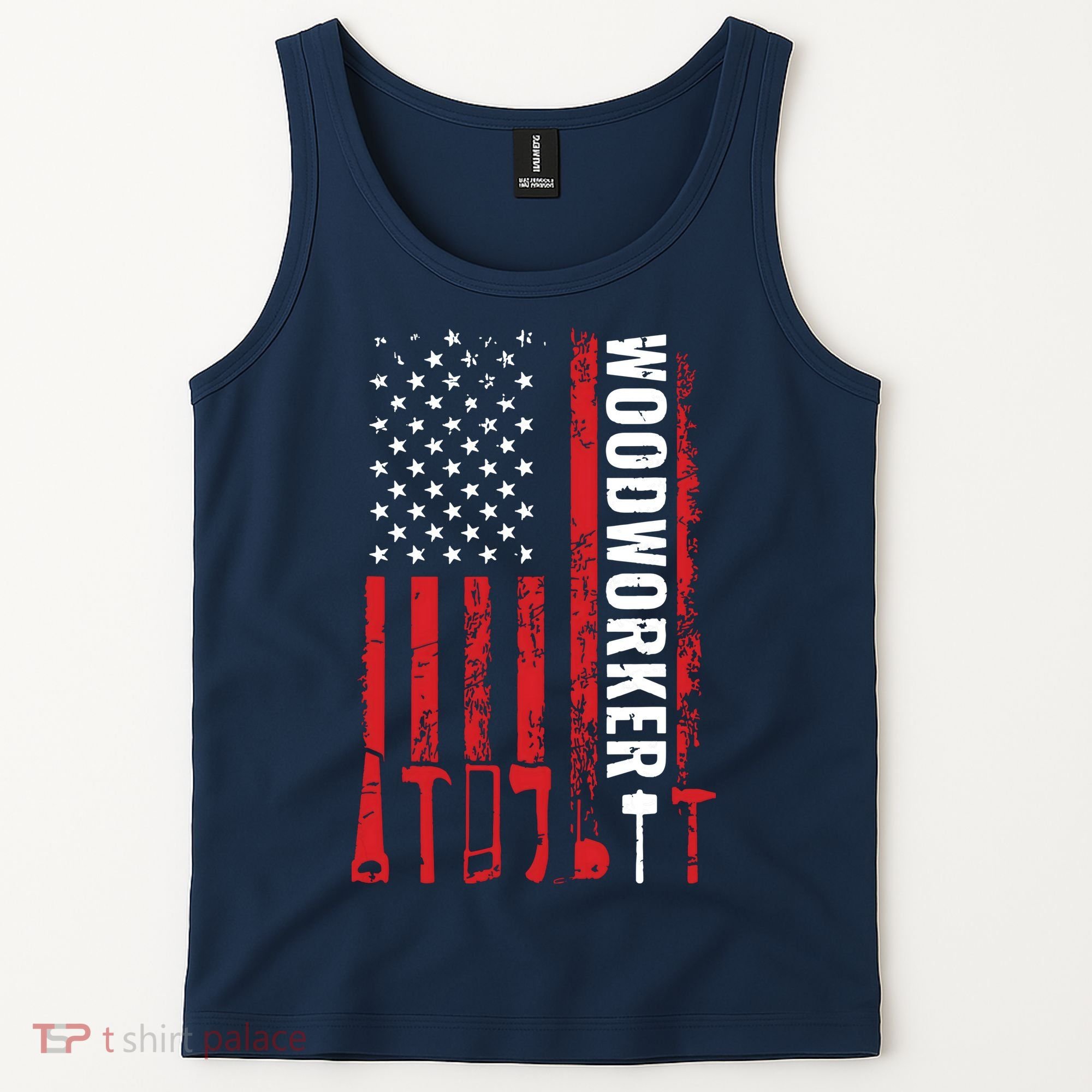 American Flag Woodworker Carpenter Funny Woodworking Tank Top