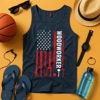 American Flag Woodworker Carpenter Funny Woodworking Tank Top thumb 4