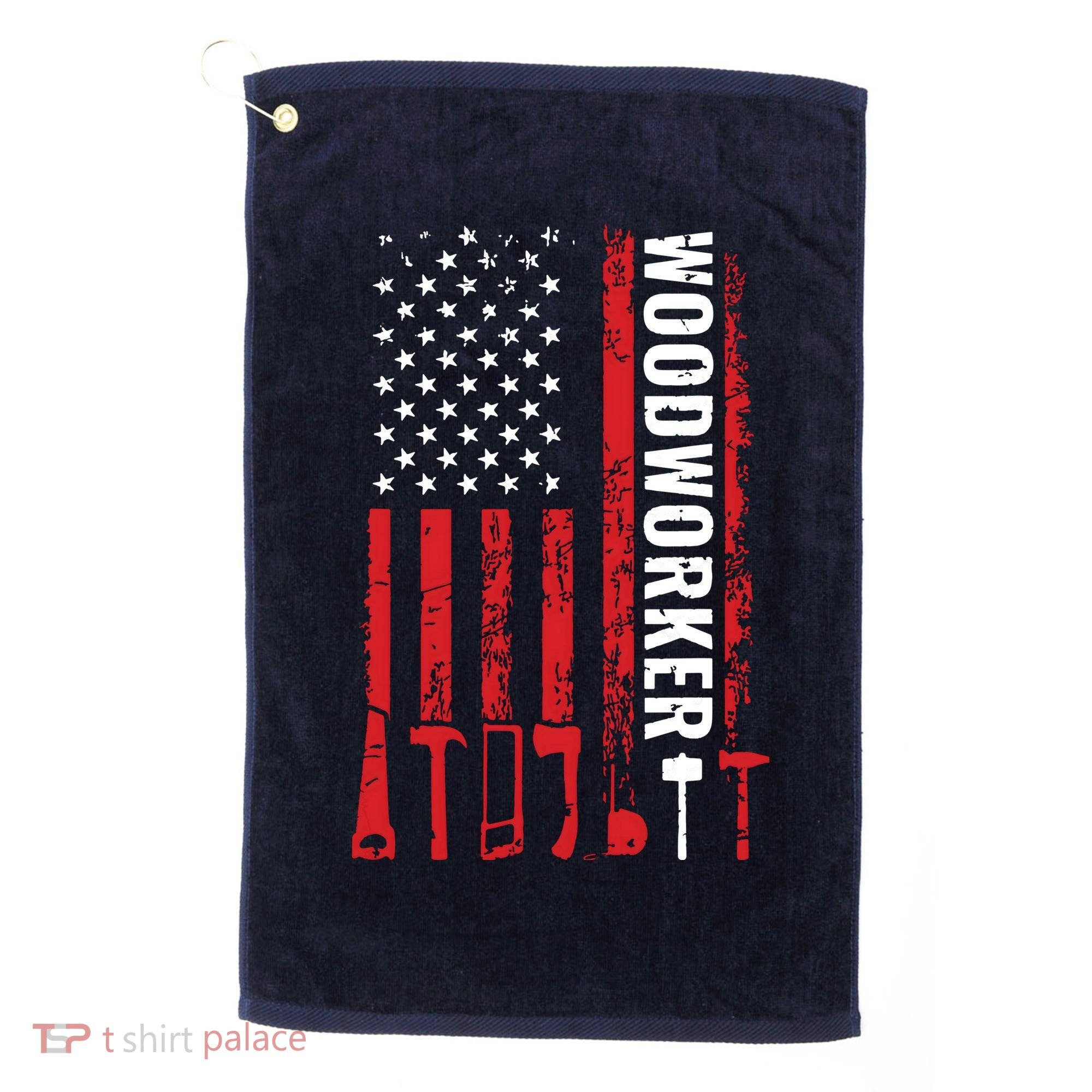 American Flag Woodworker Carpenter Funny Woodworking Golf Towel