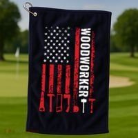 American Flag Woodworker Carpenter Funny Woodworking Golf Towel thumb 1