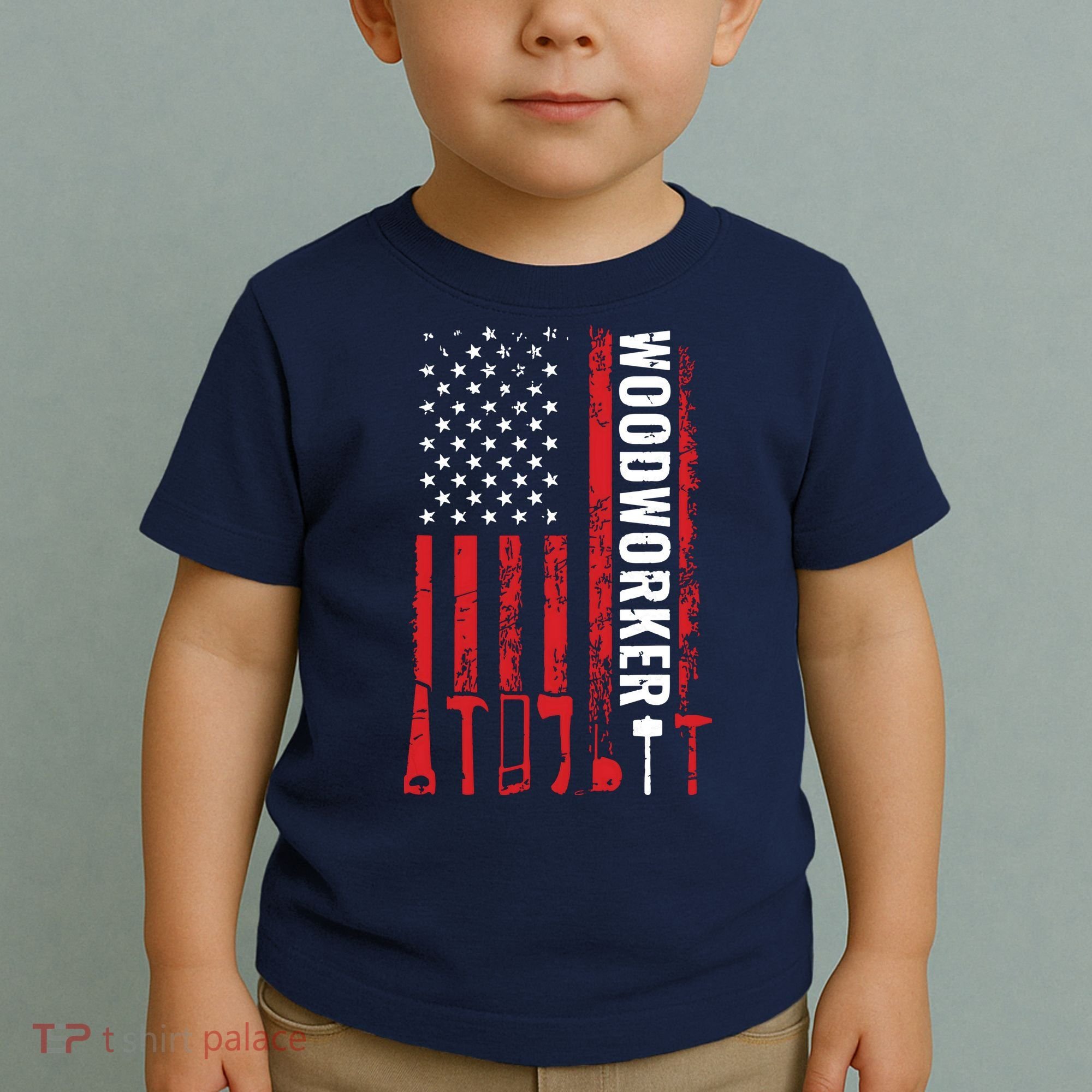 American Flag Woodworker Carpenter Funny Woodworking Toddler T-Shirt