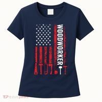 American Flag Woodworker Carpenter Funny Woodworking Women's T-Shirt thumb 0