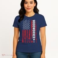 American Flag Woodworker Carpenter Funny Woodworking Women's T-Shirt thumb 4