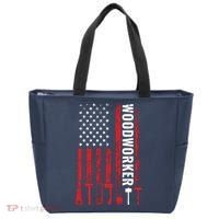 American Flag Woodworker Carpenter Funny Woodworking Tote Bag thumb 0