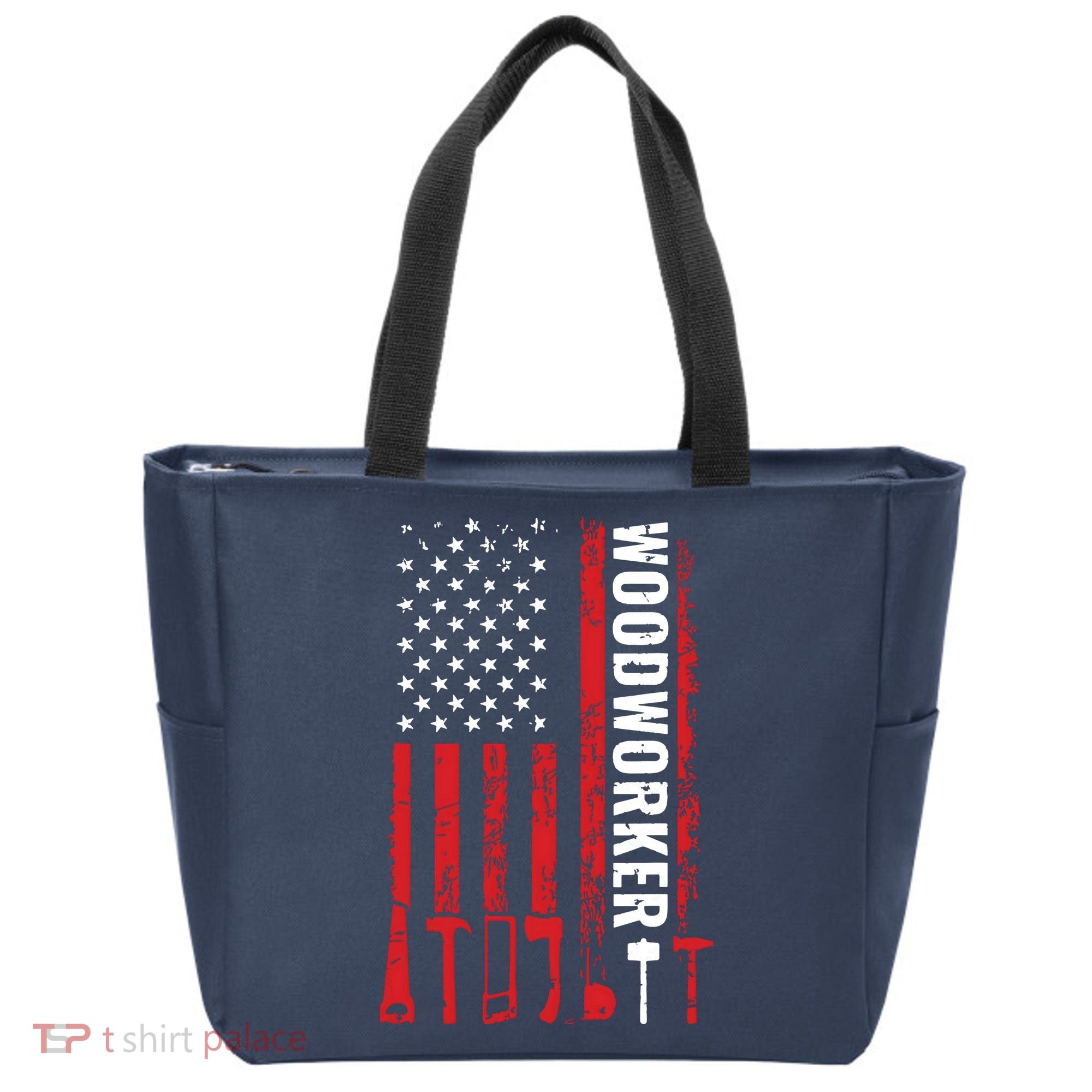 American Flag Woodworker Carpenter Funny Woodworking Tote Bag
