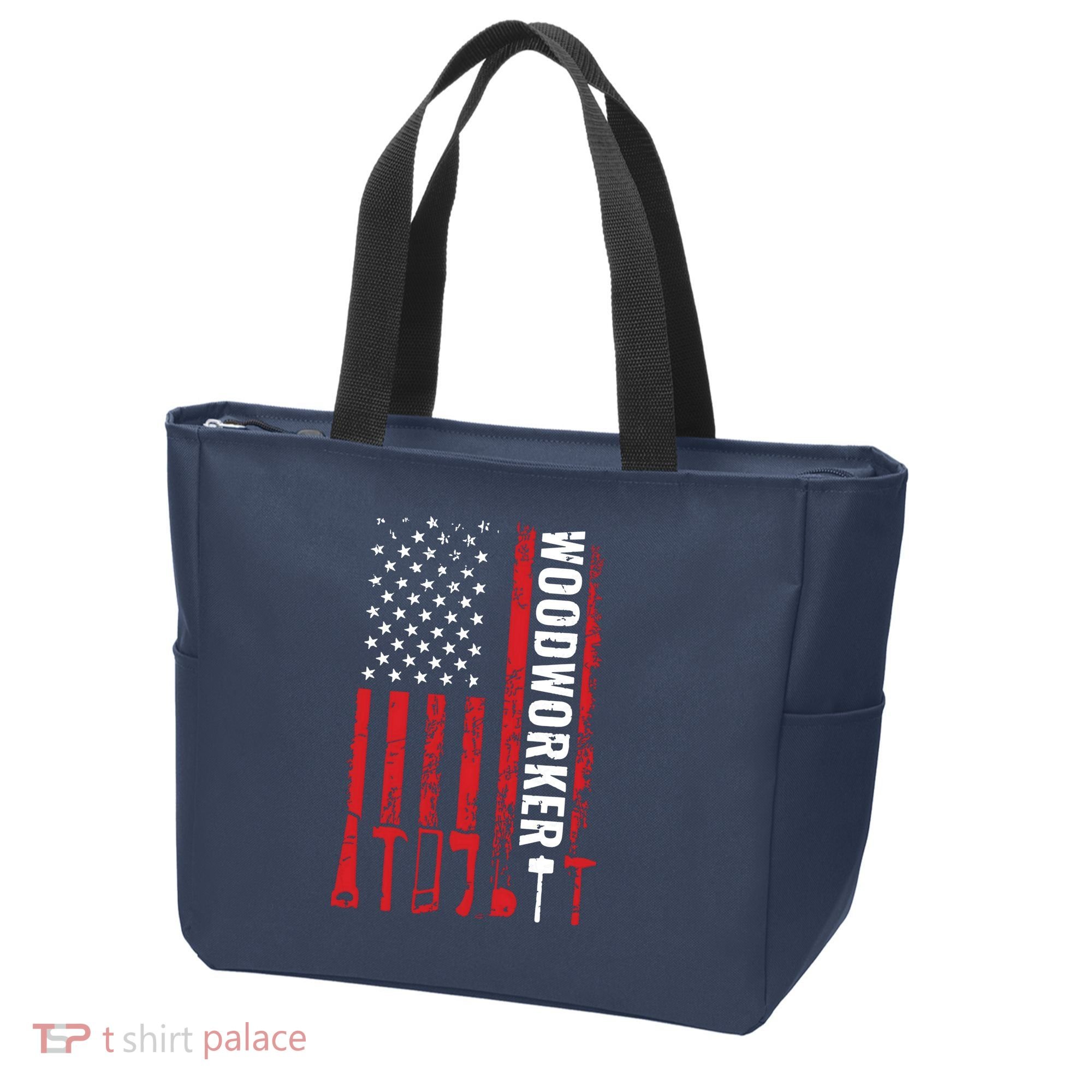 American Flag Woodworker Carpenter Funny Woodworking Tote Bag